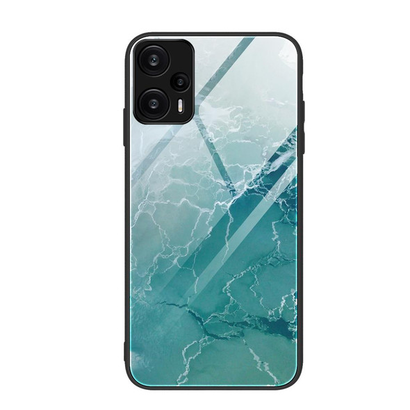 For Xiaomi Redmi Note 12 Turbo Marble Pattern Glass Protective Phone Case(Green Ocean)