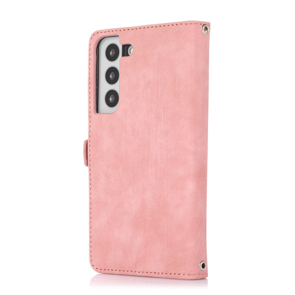 For Samsung Galaxy S21 Zipper Card Slot Buckle Wallet Leatherette Phone Case(Pink)