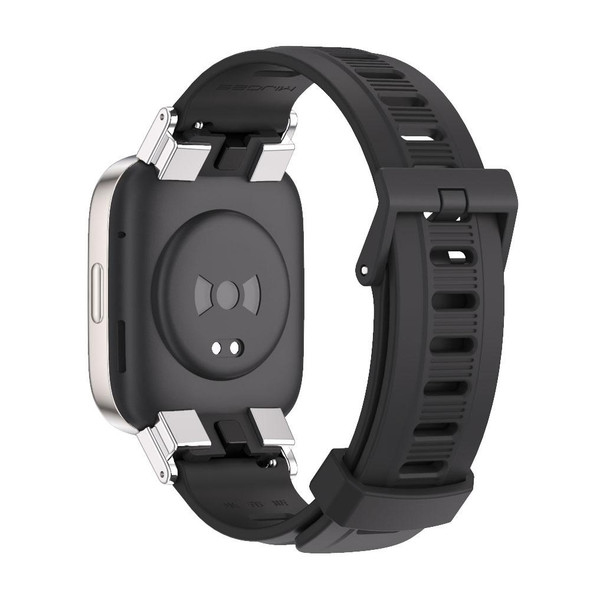 For Redmi Watch 3 Mijobs Flat Hole Breathable TPU Watch Band(Black+Silver)