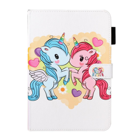 For Galaxy Tab A 8.0 (2019) T290 Cross Texture Painted Horizontal  Leatherette Case with Sleep / Wake-up Function & Card Slot & Holder & Wallet(Couple Unicorn)