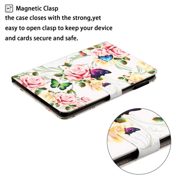 For Galaxy Tab A 8.0 (2019) T290 Cross Texture Painted Horizontal  Leatherette Case with Sleep / Wake-up Function & Card Slot & Holder & Wallet(White Peony Flower)