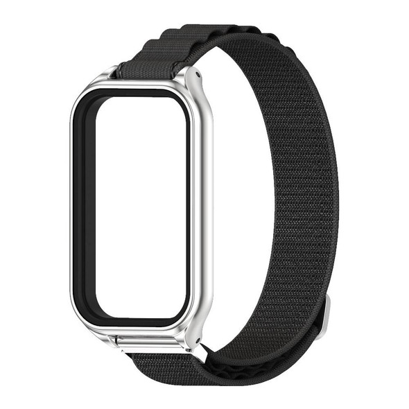 For Redmi Band 2 Mijobs Metal Shell Nylon Breathable Watch Band(Black Silver)
