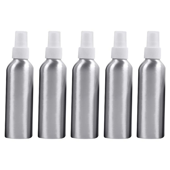 5 PCS Refillable Glass Fine Mist Atomizers Aluminum Bottle, 150ml(White)