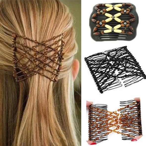 3 PCS Woman Elastic Magic DIY Vintage Headband Fashion Hair Maker Bun Hair Combs Metal Hairpins Hair Accessories(Coffee)