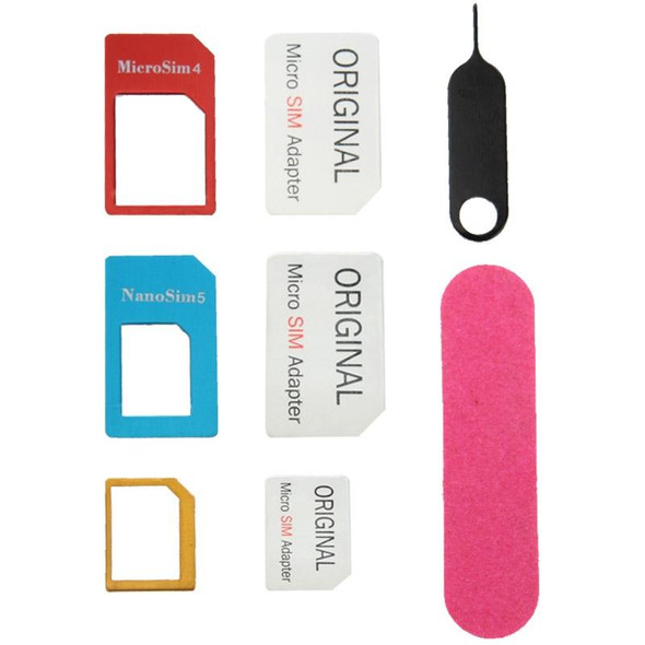 Nano SIM to Micro SIM Card Adapter + Nano SIM to Standard SIM Card Adapter + Micro SIM to Standard SIM Card Adapter + Sim Card Tray Holder Eject Pin Key Tool with Double Sided Tape for iPhone 5 & 5S,