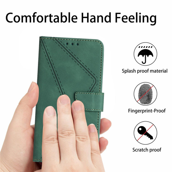For Samsung Galaxy S21+ 5G Stitching Embossed Leatherette Phone Case(Green)