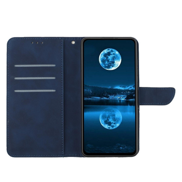 For Samsung Galaxy S21+ 5G Stitching Embossed Leatherette Phone Case(Blue)
