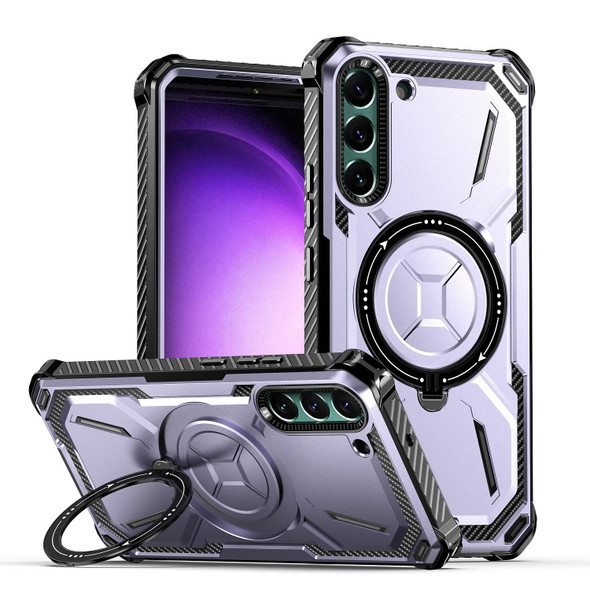 For Samsung Galaxy S21+ 5G Armor Series MagSafe Magnetic Holder Phone Case(Light Purple)