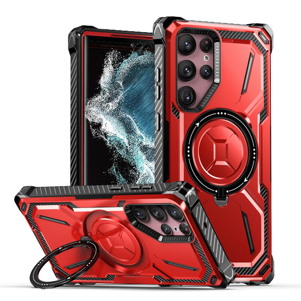 For Samsung Galaxy S21 Ultra 5G Armor Series MagSafe Magnetic Holder Phone Case(Red)