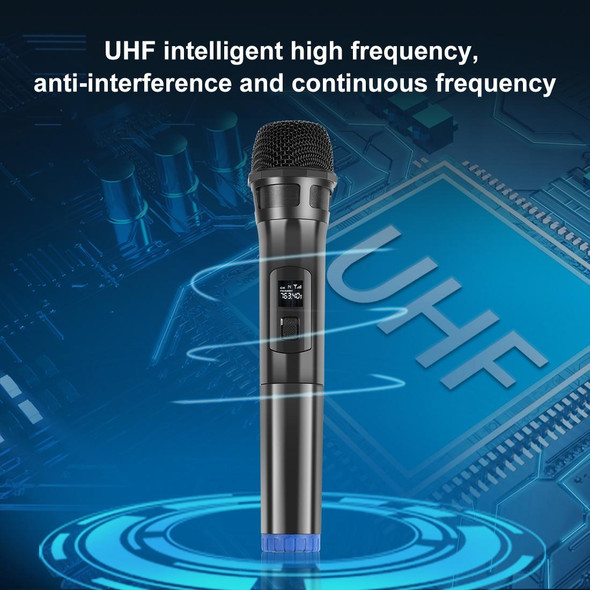 PULUZ UHF Wireless Dynamic Microphone with LED Display, 6.35mm Transmitter(Black)