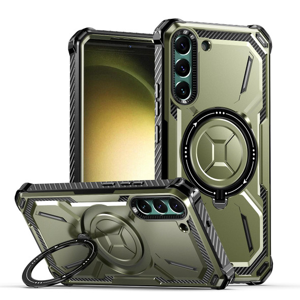 For Samsung Galaxy S21+ 5G Armor Series MagSafe Magnetic Holder Phone Case(Army Green)