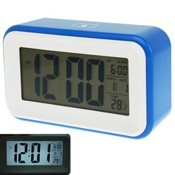 Multi Function Large Screen Alarm Clock with Calendar & LCD Light & Snooze Touch (Blue)
