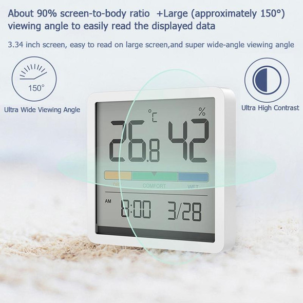 Original Xiaomi Youpin Miiiw Silent Indoor Temperaturer And Humidity Clock with Large 3.34 inch LCD Screen(White)