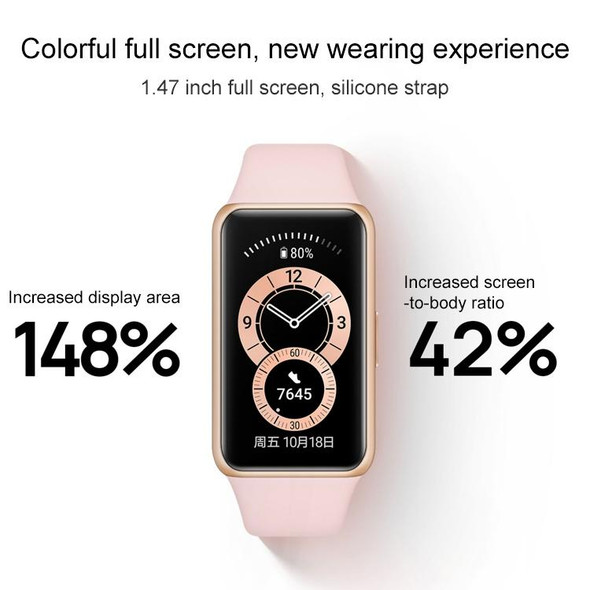 Original Huawei Band 6 1.47 inch AMOLED Color Screen Smart Wristband Bracelet, NFC Edition, Support Blood Oxygen Heart Rate Monitor / 2 Weeks Long Battery Life / Sleep Monitor / 96 Sports Modes(Pink)