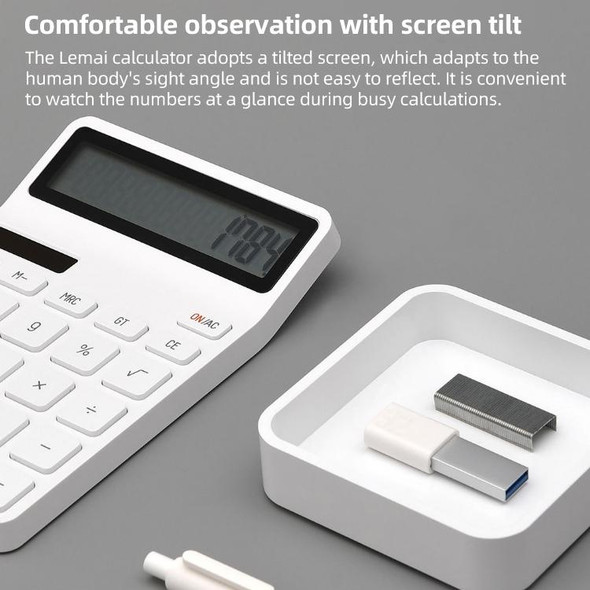 Original Xiaomi Youpin LEMO Rice Calculator 12-bit LED Display ABS Material 6 Degree Angle(White)