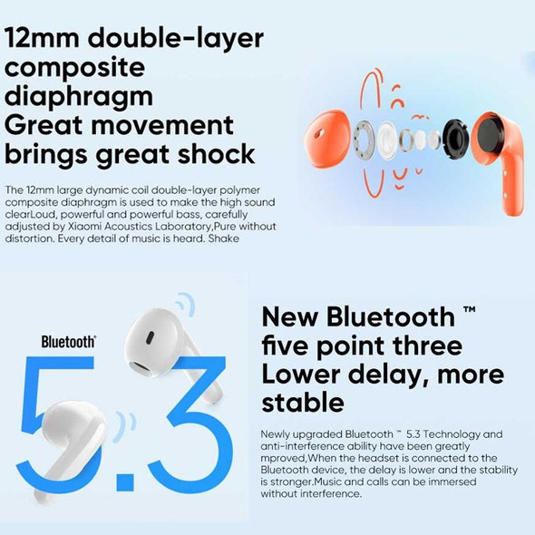 Original Xiaomi Redmi Buds 4 Lite TWS Bluetooth 5.3 Call Noise Reduction Earphone(Black)