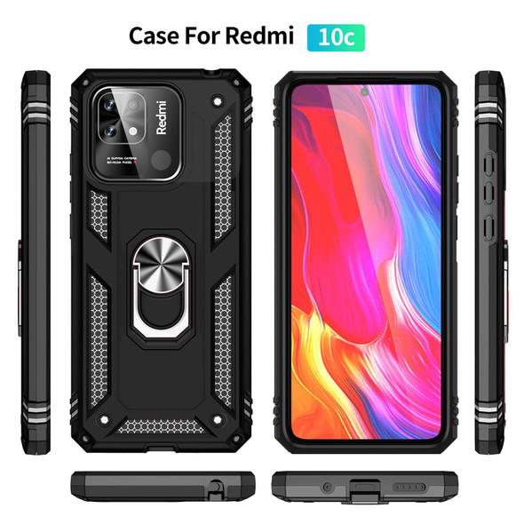 For Xiaomi Redmi 12C / 11A Shockproof TPU + PC Phone Case with Holder(Black)