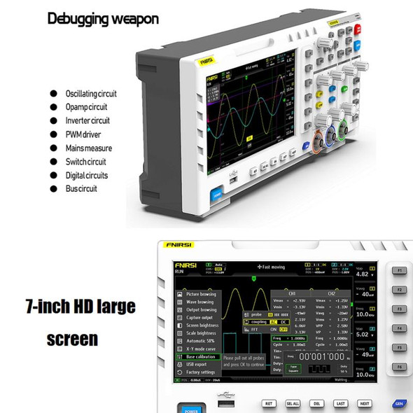 FNIRSI 1014D 2 in 1 Dual-channel 100M Bandwidth Digital Oscilloscope 1GS Sampling Signal Generator, US Plug