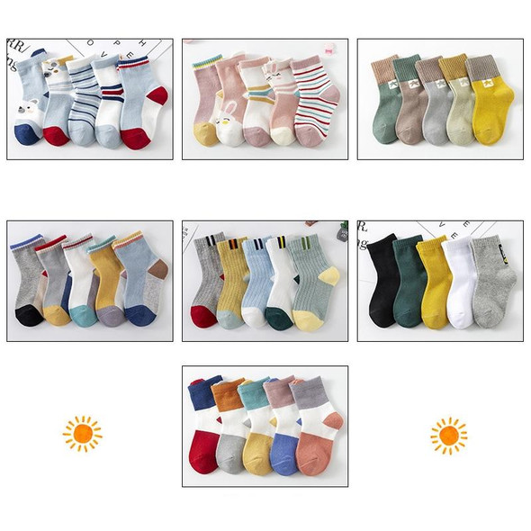10 Pairs Spring And Summer Children Socks Combed Cotton Tube Socks L(Striped Socks Mouth)