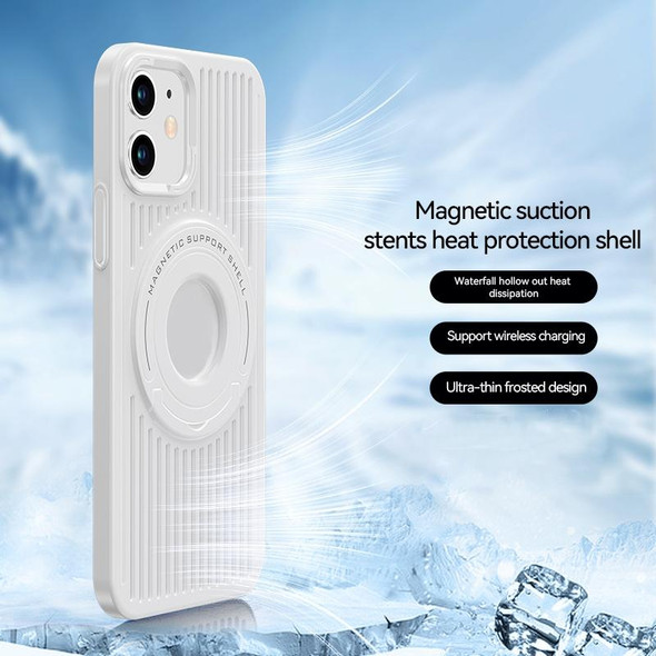 For iPhone 12 Cooling MagSafe Magnetic Ring Holder Phone Case(White)