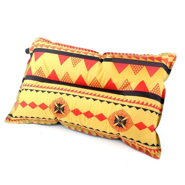 Portable Ethnic Style Automatic Inflatable Pillows Outdoor Camping Tent Camping Equipment Car Travel Pillows(Orange Stripes)