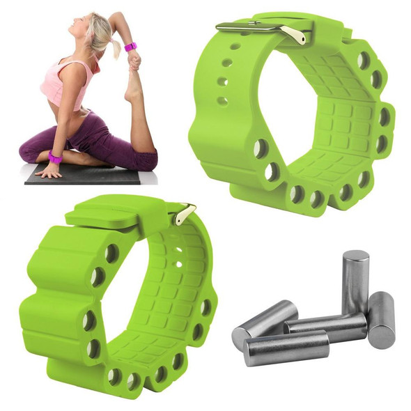 A Pair Outdoor Sports Running Fitness Yoga Load Bracelet Training Plus Heavy Silicone Wristband(Yellow Green)