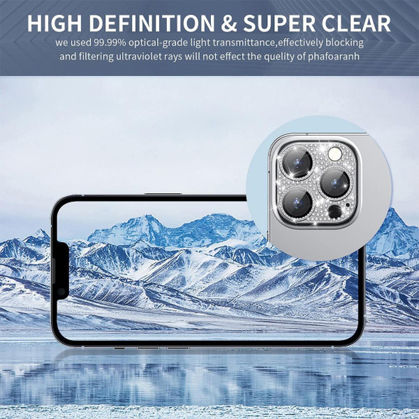 For iPhone 12 Pro Max ENKAY Blink Diamond Camera Aluminium Alloy Tempered Glass Film(Silver)