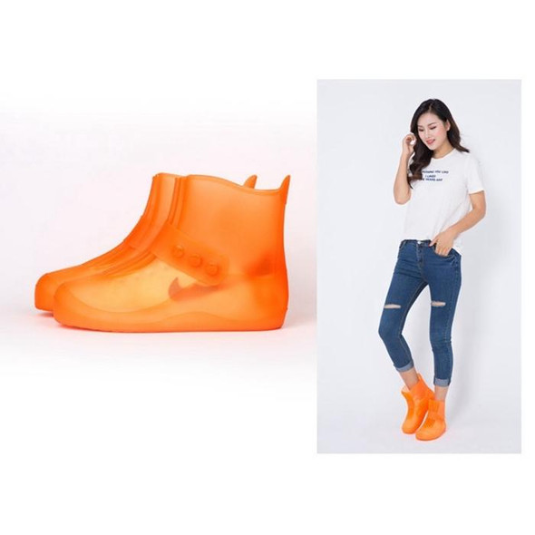 Fashion Integrated PVC Waterproof  Non-slip Shoe Cover with Thickened Soles Size: 40-41(Orange)