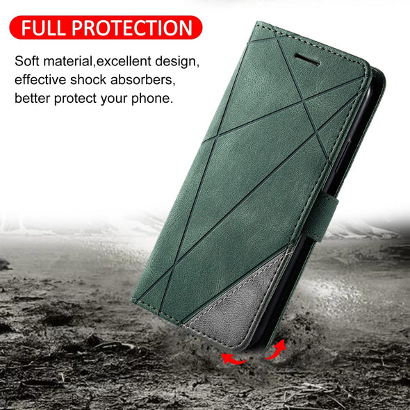 For Redmi 11A 4G Global Skin Feel Splicing Horizontal Flip Leatherette Phone Case(Green)