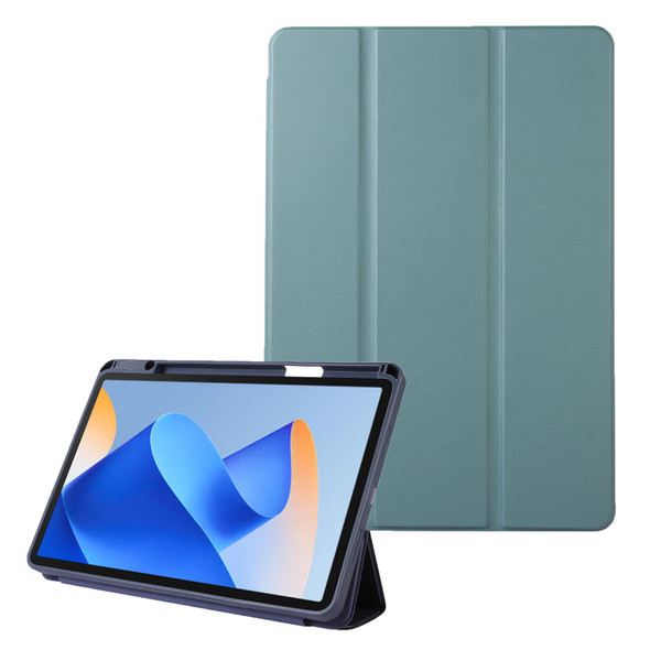 For Huawei MatePad 11 2023 Solid Color 3-folding Leatherette Tablet Case(Dark Green)