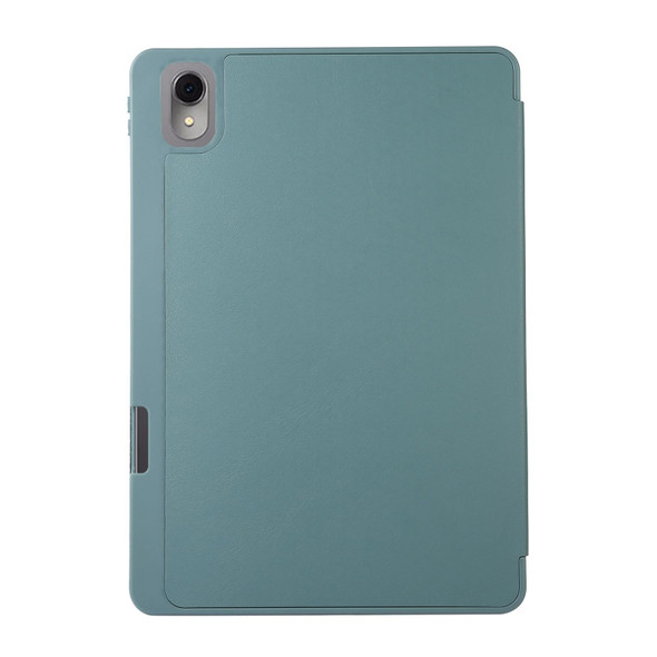 For Huawei MatePad 11 2023 Solid Color 3-folding Leatherette Tablet Case(Dark Green)