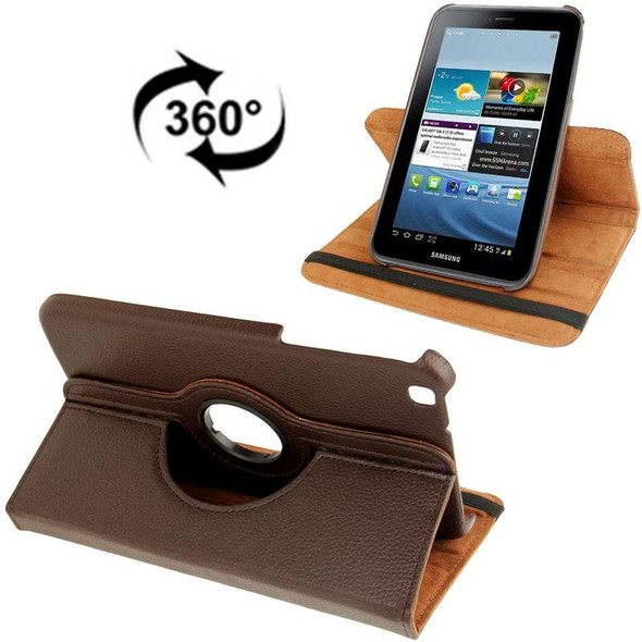 360 Degree Rotation Litchi Texture Leatherette Case with Holder for Galaxy Tab 3 (8.0) / T3110 / T3100 / T315(Brown)