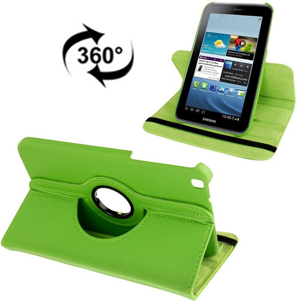 360 Degree Rotation Litchi Texture Leatherette Case with Holder for Galaxy Tab 3 (8.0) / T3110 / T3100 / T315(Green)