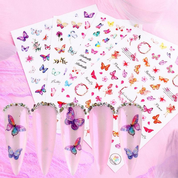 10pcs 3D Adhesive Butterfly Retro Rose Color Nail Art Sticker(F-628)