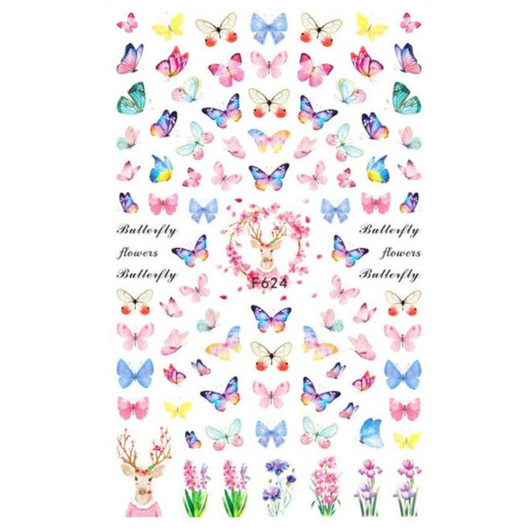 10pcs 3D Adhesive Butterfly Retro Rose Color Nail Art Sticker(F-624)