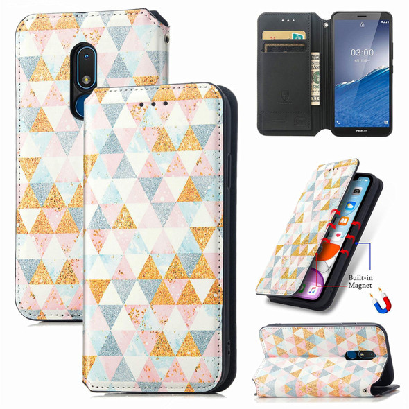For Nokia C3 CaseNeo Colorful Magnetic Leatherette Phone Case(Rhombus)