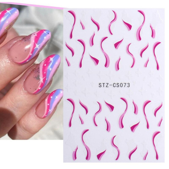 10pcs French Style Manicure Sticker Pop Stripe Line Nail Sticker(Stz-CS073)