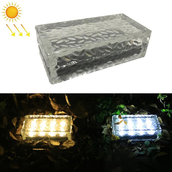 Outdoor Solar Buried Lamp Ice Square Glass Garden Decoration Waterproof Grass Lamp(White Light)