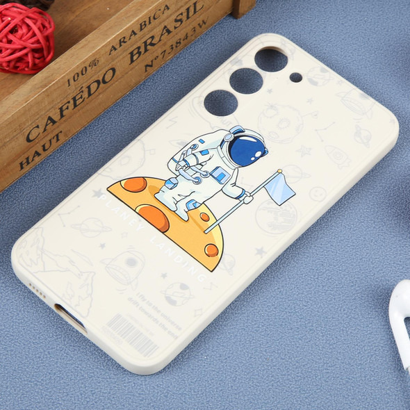 For Samsung Galaxy S20+ Astronaut Pattern Silicone Straight Edge Phone Case(Planet Landing-White)