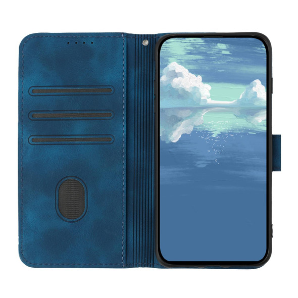 For Samsung Galaxy S10 Line Pattern Skin Feel Leatherette Phone Case(Royal Blue)