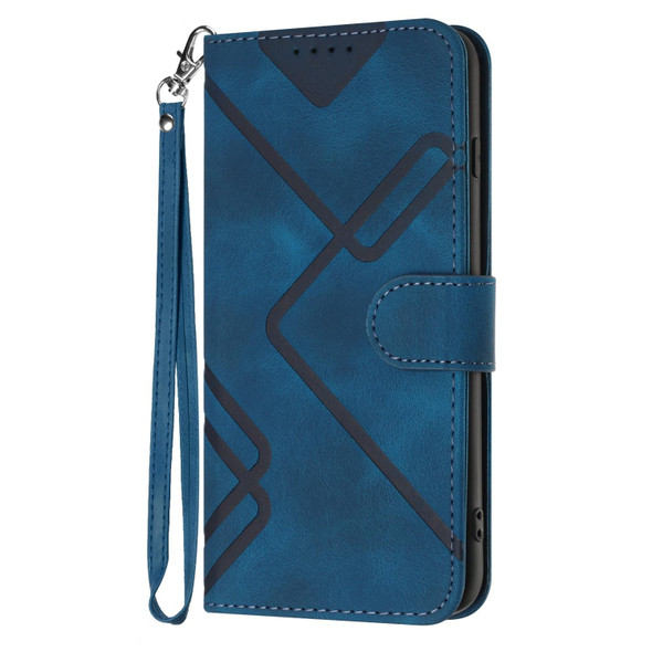 For Samsung Galaxy S20+ Line Pattern Skin Feel Leatherette Phone Case(Royal Blue)