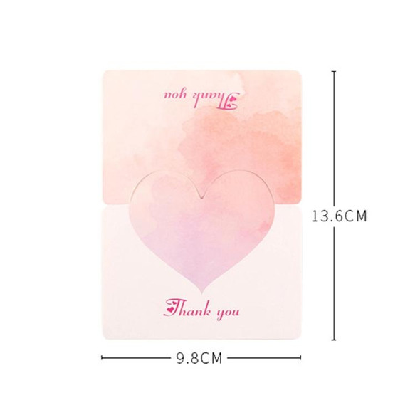 100 PCS A368 Heart Shape Thanks Greeting Card(Lignt Pink)