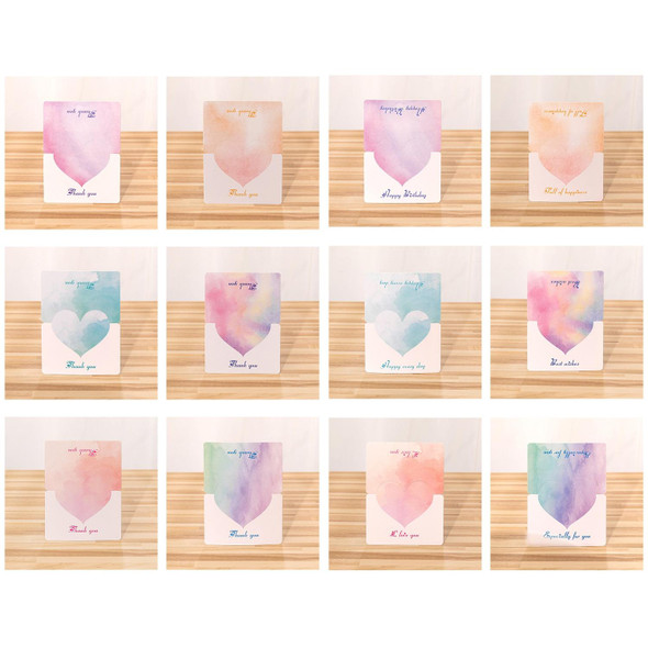 100 PCS A368 Heart Shape Thanks Greeting Card(Lignt Pink)