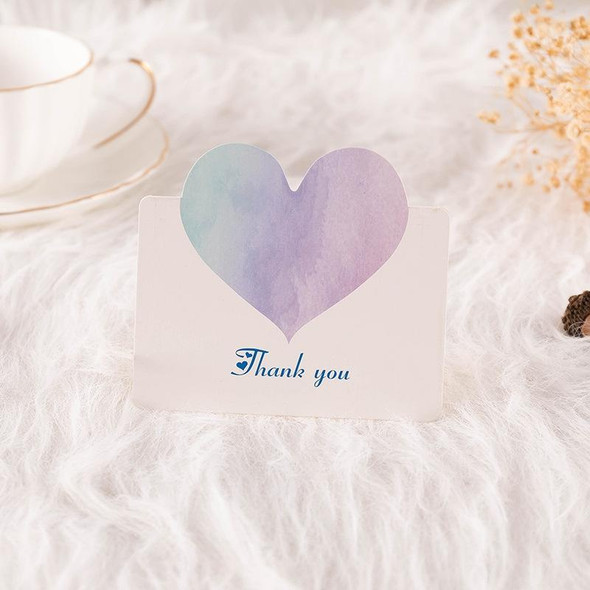 100 PCS A368 Heart Shape Thanks Greeting Card(Purple Blue)