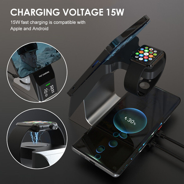 Wireless Fast Charger With Digital Display Alarm