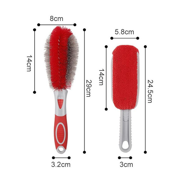 5 PCS Car Wash Brush Soft Hub Multi-Function Dust Removal Tool, Color: Red Wheel Brush