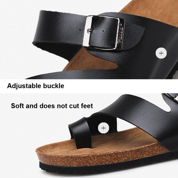 Couple Cork Slippers Men Summer Flip-flops Beach Sandals, Size: 41(Black)