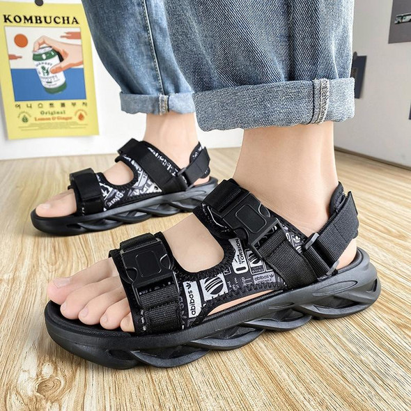 Casual Open Toe Breathable Beach Slippers Beach Sandals - Men, Size: 39(Black)