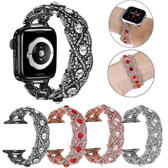 Diamonds Twist Metal Watch Band For Apple Watch SE 40mm(Black)