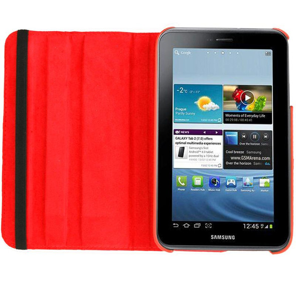 360 Degree Rotation Litchi Texture Leatherette Case with Holder for Galaxy Tab 3 (8.0) / T3110 / T3100 / T315(Red)